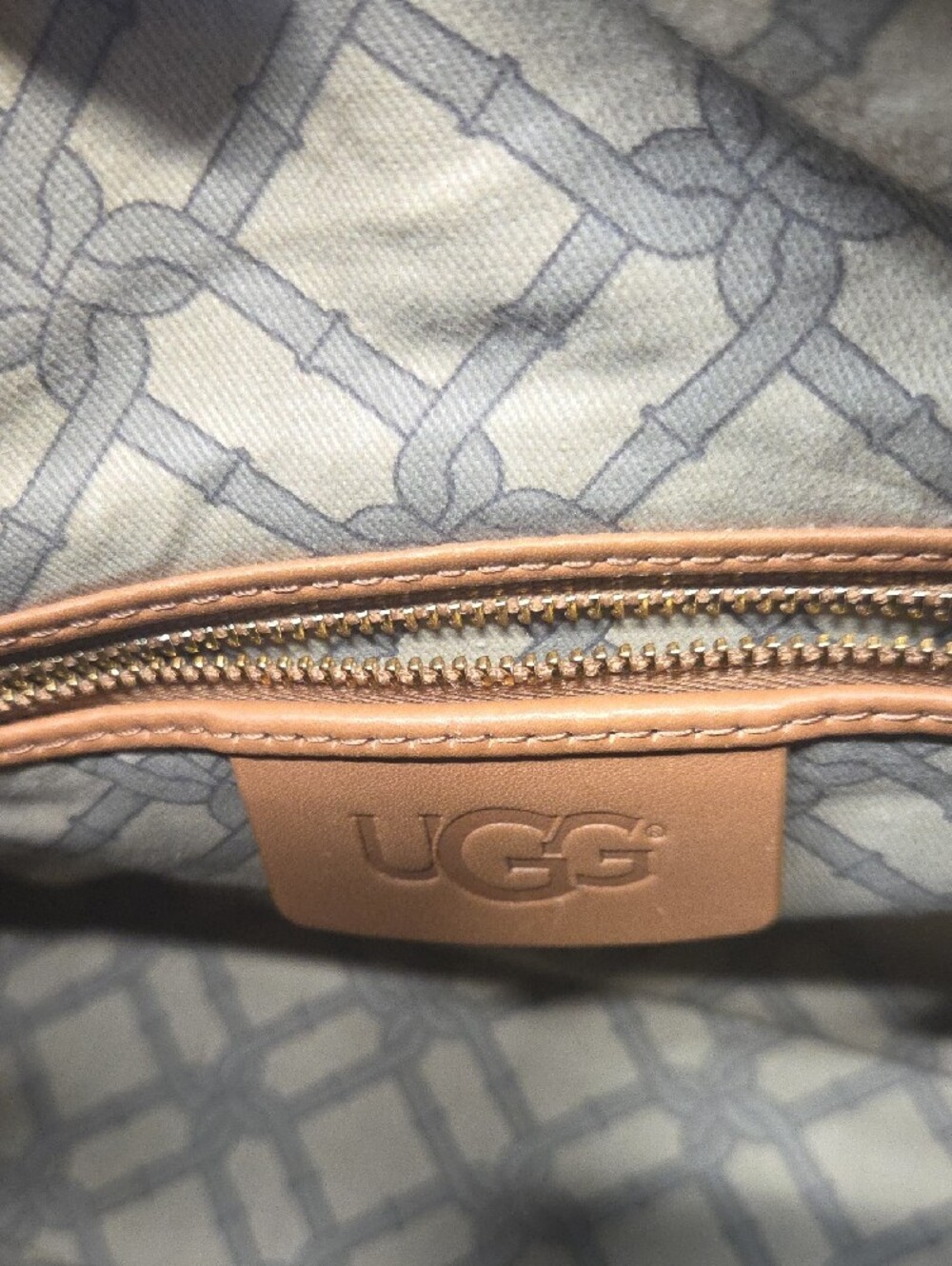 UGG Navy Pebble Leather Satchel with Top Handles - Picture 9 of 12